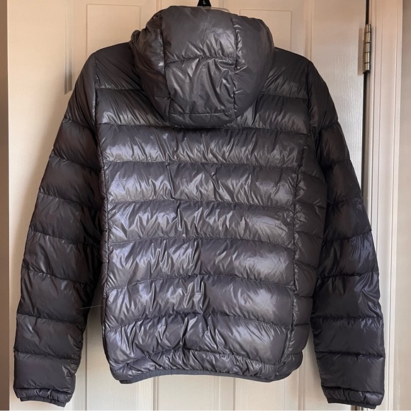 Cozy Down Puffer Coat with Stuff Bag Charcoal Womens Size L - Picture 2 of 11